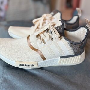 Adidas Cream and Gold Athletic Shoes Snakeprint